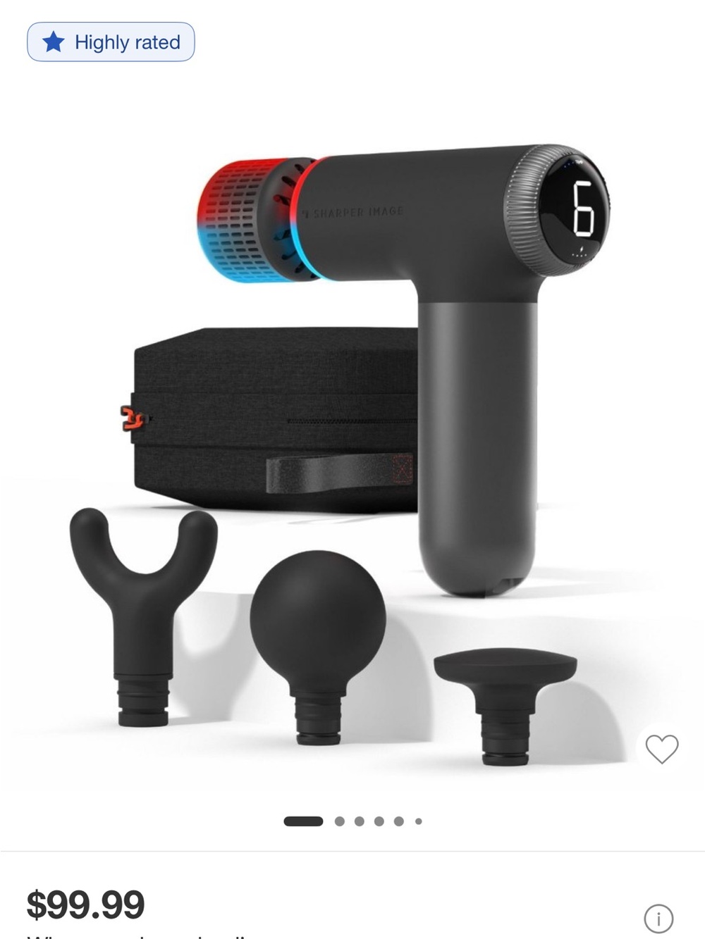 Sharper Image Matte Black Percussion Massage Gun with LED Dial